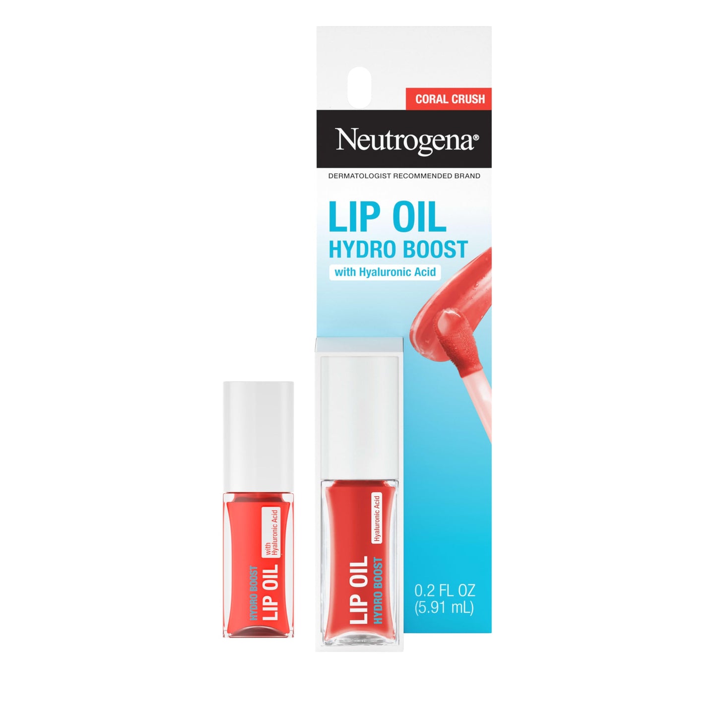 Neutrogena Hydro Boost Tinted Lip Oil with Hyaluronic Acid, Hydrating and Nourishing Lip Oil for Fuller Looking Lips, Coral Crush, .2 fl. Oz Beauty & Personal Care Neutrogena
