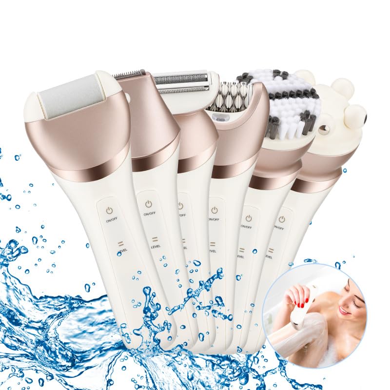 Epilator Hair Removal for Women, 6-in-1 Cordless & Rechargeable Lady Electric Shaver, Waterproof Hair Trimmer Device Wet and Dry Bikini Trimmer Beauty and Personal Care QDKVTNDJZ