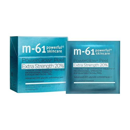 m-61 PowerGlow Peel Extra Strength 20% | Professional Strength Exfoliating Facial Peel With Advanced 20% Glycolic Acid - 8 Treatments Beauty & Personal Care m-61