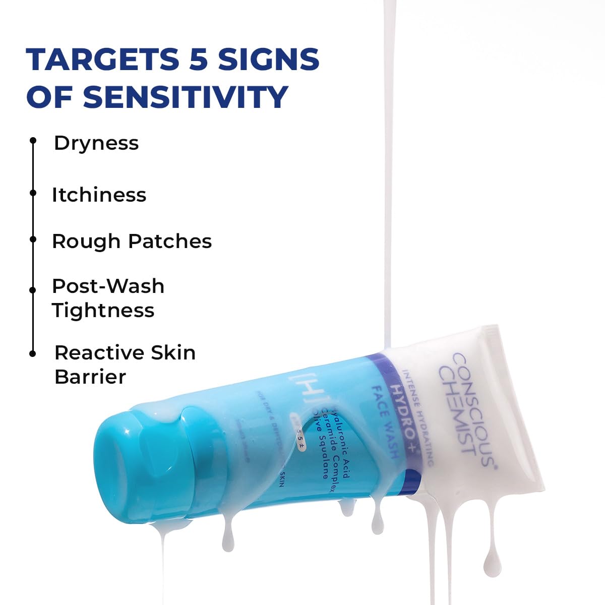Conscious Chemist® Hydro+ Gentle Face Wash for Dry Skin | 100ml | Hydrating Facial Cleanser with Hyaluronic Acid, Ceramides & Ginseng | For Smooths Beauty & Personal Care Conscious Chemist