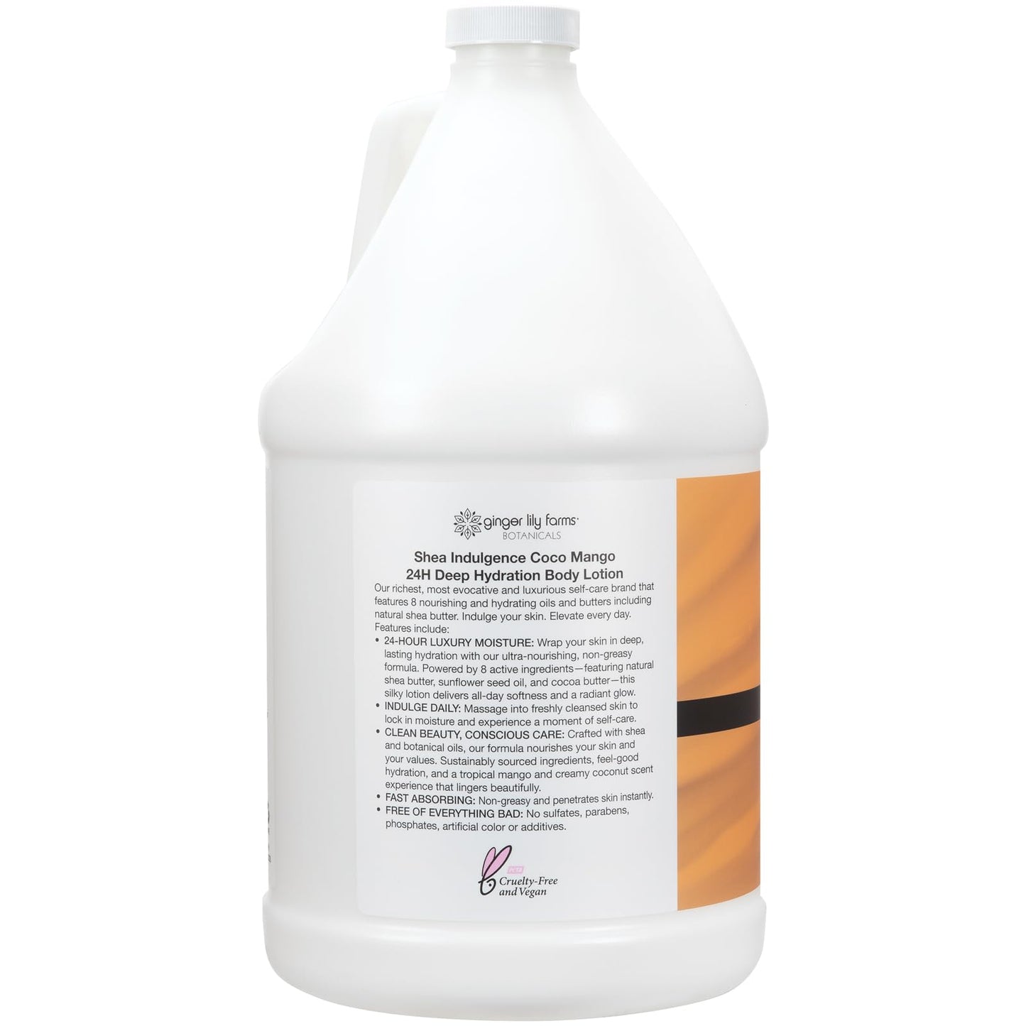Ginger Lily Farms Botanicals Shea Indulgence 24H Deep Hydration Body Lotion, Coco Mango, 100% Vegan & Cruelty-Free, Coconut Mango Scent, 1 Gallon (128 Beauty & Personal Care Ginger Lily Farms