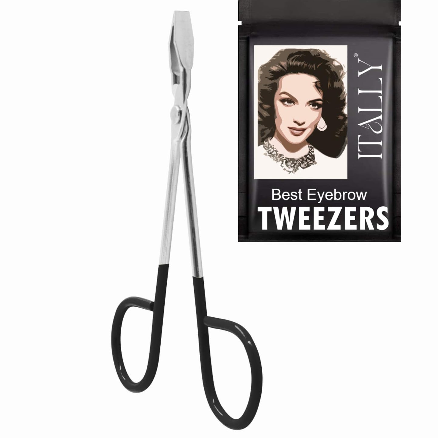 ITALLY Professional Salon TWEEZERS with Easy Scissor Handle, The BEST PRECISION EYEBROW TWEEZERS Men/Women, Pinzas Para Cejas, Ingrown Hair Beauty and Personal Care ITALLY