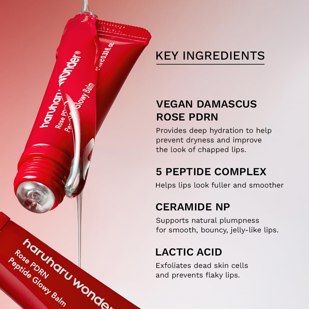 haruharu wonder Rose PDRN Peptide Glowy Balm, Instant Moisture, Repairs Dry Cracked Lips, 24HR Moisture, No Waxy Finish, Vegan, Silicon Free, Micro Beauty and Personal Care HARUHARU