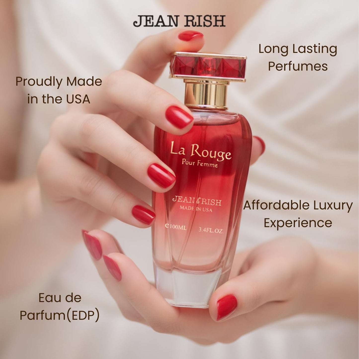 Jean Rish La Rouge Perfume for Women Eau De Parfum, Long-Lasting Luxury Fragrance, Made In USA - Bergamot, Jasmine, Cedar, Vanilla, Sandalwood Scent Beauty & Personal Care Jean Rish