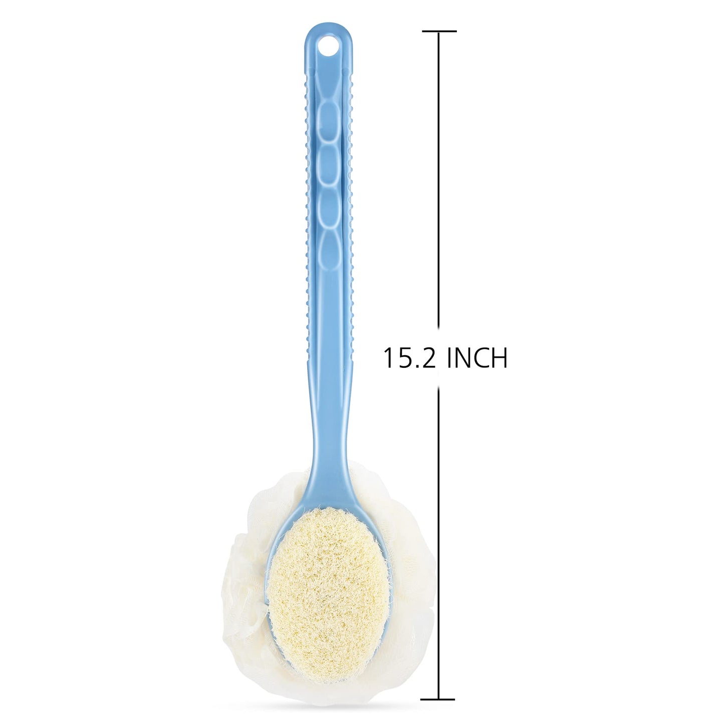 Shower Body Brush with Bristles and Loofah,Back Scrubber Bath Mesh Sponge with Curved Long Handle for Skin Exfoliating Bath, Massage Bristles Suitable Beauty & Personal Care HONOMA