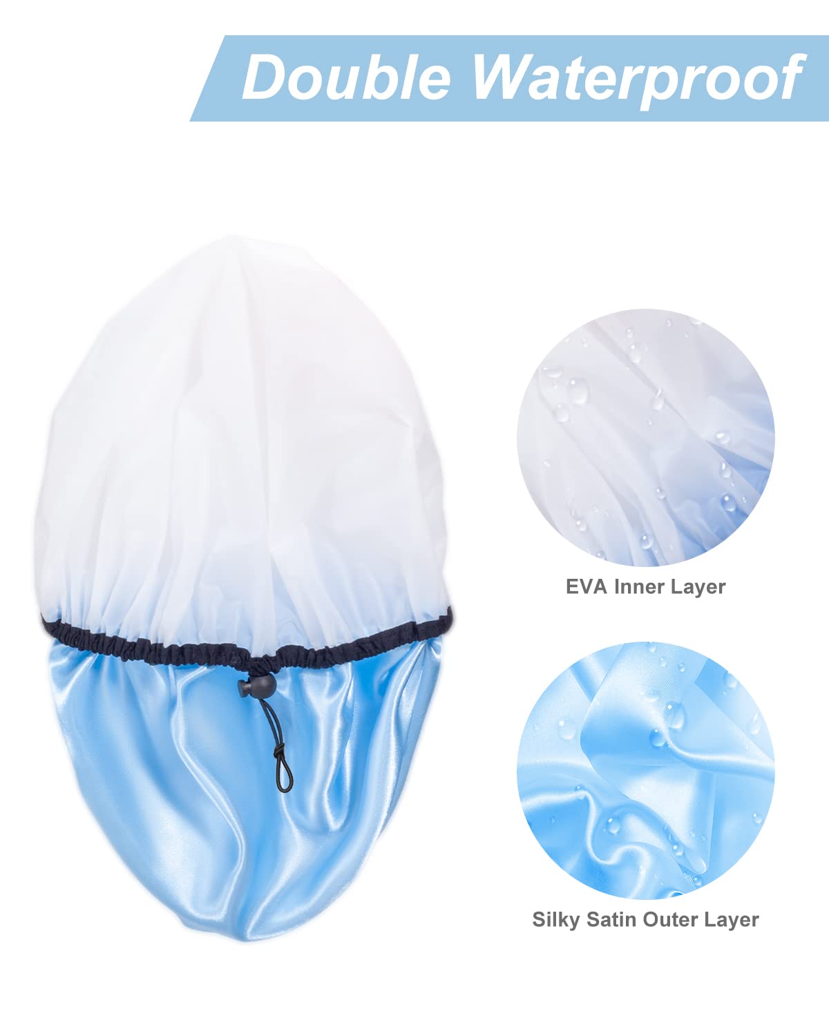 Auban Shower Cap for Women, Adjustable Reusable, Extra Large, Double-Layer Waterproof Bathing cap, Waterproof Exterior, EVA Lining, Hair Cap for All Beauty & Personal Care Auban