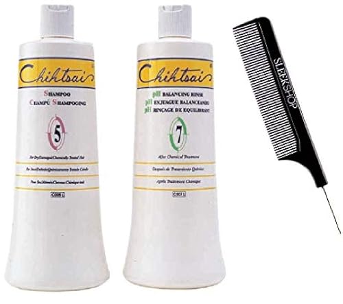 Chihtsai No. 5 SHAMPOO & No. 7 pH BALANCING RINSE Conditioner DUO SET, For Dry, Damaged, Chemically-Treated Hair (w/Sleek Comb) Number 5,7 (34 oz Beauty & Personal Care Chihtsai