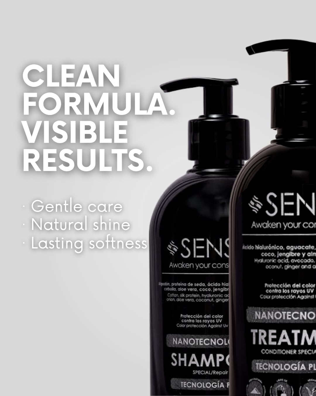 SENSE AWAKEN YOUR CONSCIENCE Nanotech Plex Repair Shampoo & Conditioner Set - Bond Restoration with Hyaluronic Acid, Coconut, Ginger & Q10 - 2 x 500 Beauty & Personal Care SENSE AWAKEN YOUR CONSCIENCE