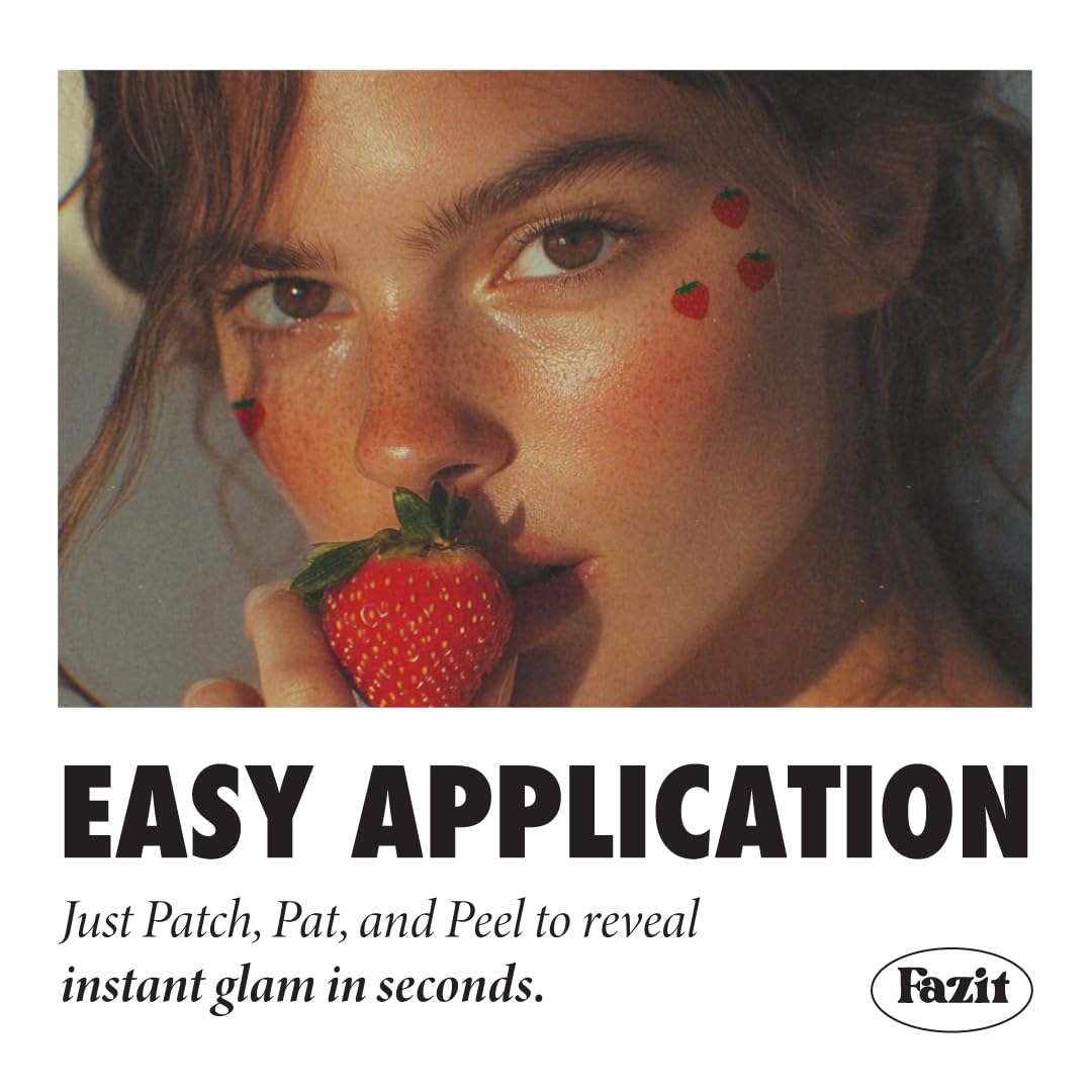Fazit Makeup Patches - Strawberry Speckles - Glow Up Make-Up Patches - Cute Glitter Makeup Accessories for Women - Cosmetic Glitter for Face Beauty & Personal Care Fazit
