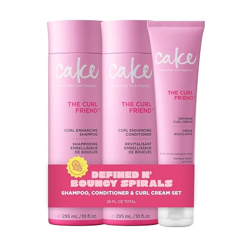 Cake Beauty Curl Friend Curl Defining Shampoo, Conditioner & Cream Set - Avocado & Argan Oil Curly Hair Products - Anti-Frizz, Cruelty Free & Vegan Beauty & Personal Care Cake Beauty