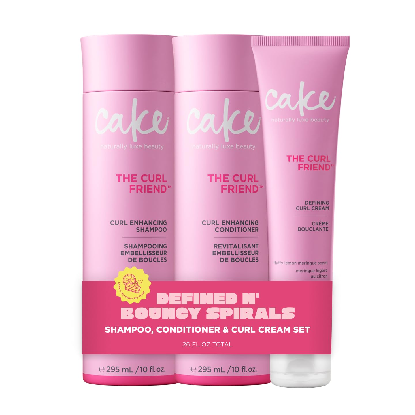 Cake Beauty Curl Friend Curl Defining Shampoo, Conditioner & Cream Set - Avocado & Argan Oil Curly Hair Products - Anti-Frizz, Cruelty Free & Vegan Beauty & Personal Care Cake Beauty