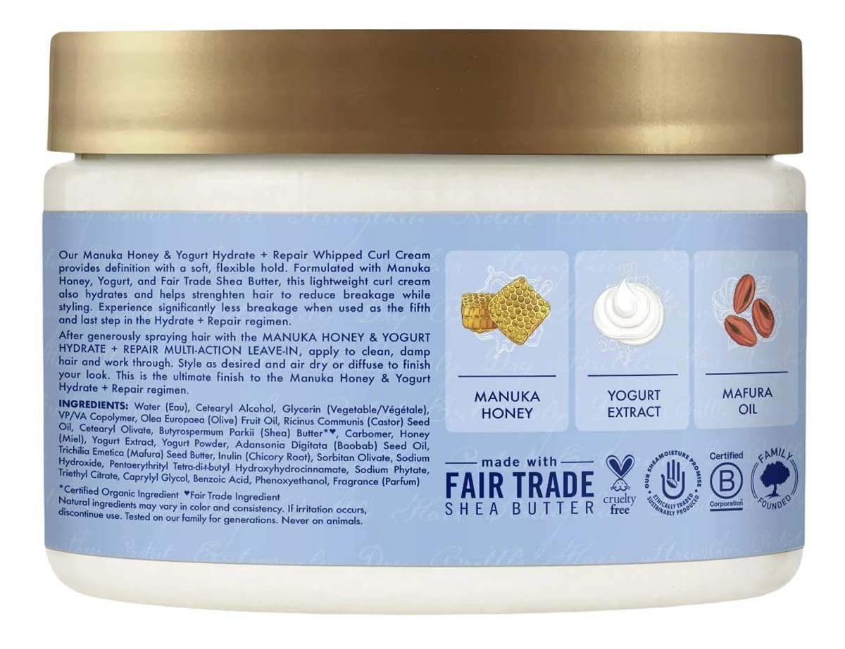 SheaMoisture Hydrate and Repair Moisturizing Curl Cream for Curly Hair Manuka Honey and Yogurt Sulfate Free Curly Hair Cream 11.5 oz Beauty & Personal Care Shea Moisture
