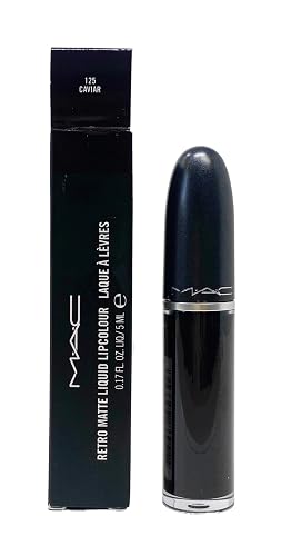 MAC Retro Matte Liquid Lipcolour - 125 Caviar (Black) .17 Fl Oz/5mL Beauty & Personal Care MAC