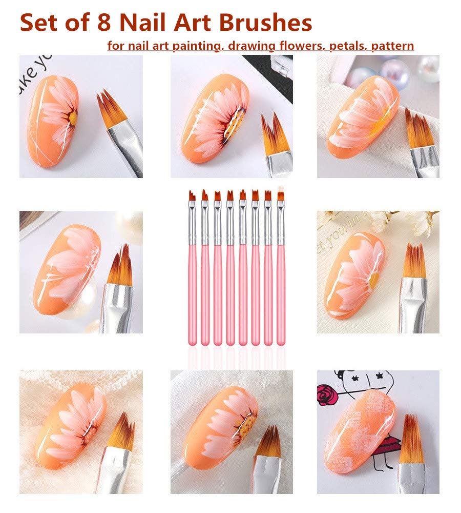 FULINJOY 11 Pc Nail Art Brush Set - UV Gel Painting Pen, Flower & Gradient Designs, Liner Brushes Beauty & Personal Care FULINJOY
