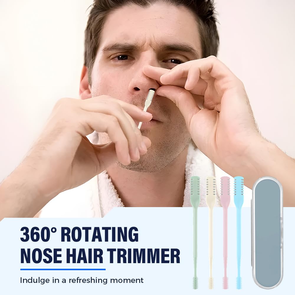 AprYew 2-in-1 Nasal Hair Cutter, Nose Hair Trimmer for Men Women, 360° Rotating Portable Manual Nose Hair Remover Tool with Ear Picker, Double Sided Beauty and Personal Care AprYew