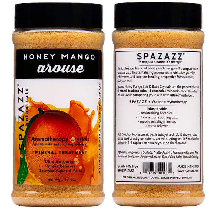 Spazazz Hot Tub Aromatherapy Bath Salt Crystals 3-Pack Bundle - Eucalyptus Mint Stimulate - Tropical Rain Revitalize - Honey Mango Arouse - Botanicals Beauty and Personal Care SPAZAZZ SPA BOMBZZ