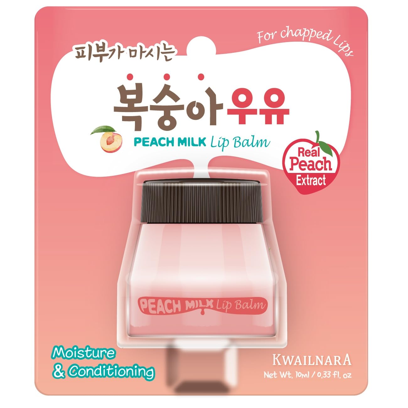 WELCOS Kwailnara Milk Lip Balm with Royal Jelly & Milk Extracts for Hydrating and Nourishing Care - Korean Lip Care - Peach Flavor - Adds Natural Tint Beauty and Personal Care Kwailnara