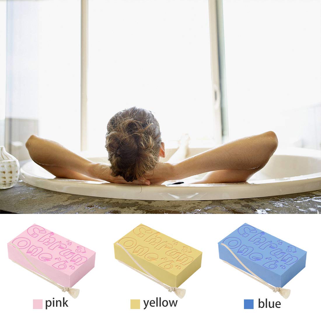 CHRUNONE 3 pcs Exfoliating Bath Sponge, Bath Sponge for Shower, Dead Skin Sponge Remover for Body Beauty & Personal Care CHRUNONE