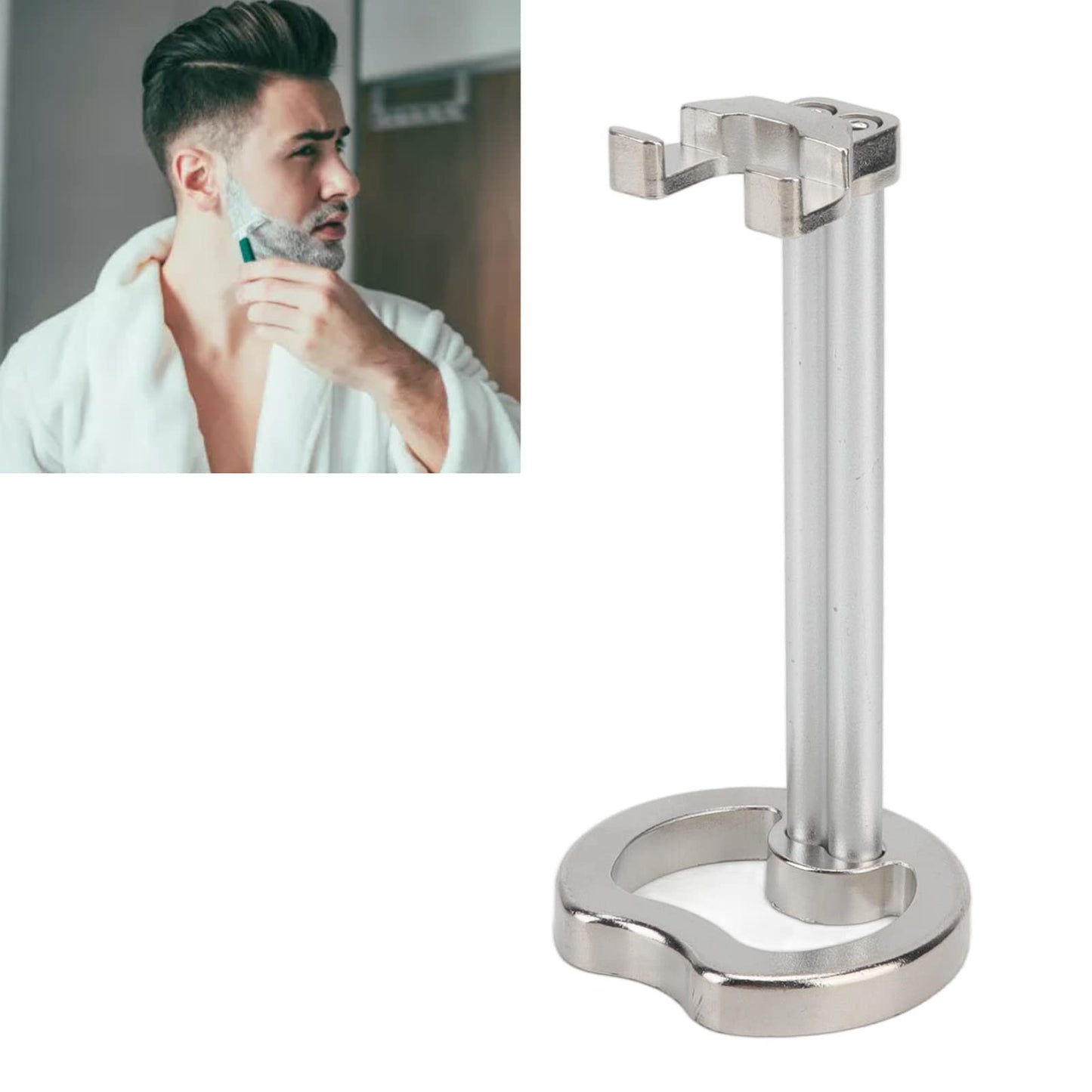 Omabeta Shaving Stand, Metal Zinc Alloy Chrome Plated Heavy Duty Base, Shaving Stand, For Bathroom and Brush Storage, Chrome, Universal Size, 1-Piece Beauty and Personal Care Omabeta