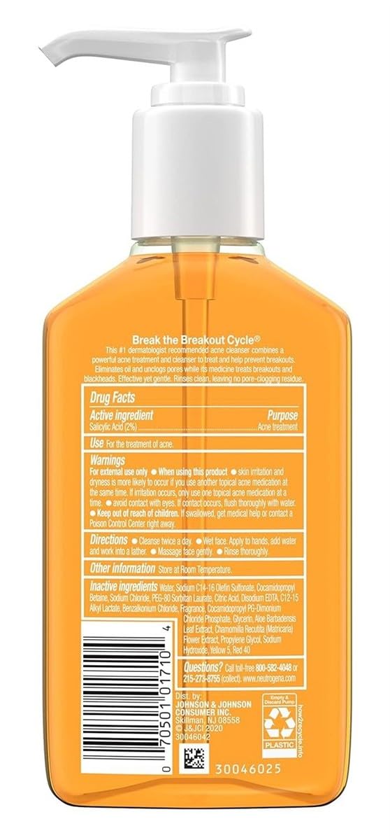 Neutrogena Acne Wash Oil-Free 6 Ounce Pump (Pack of 6) Beauty & Personal Care Neutrogena