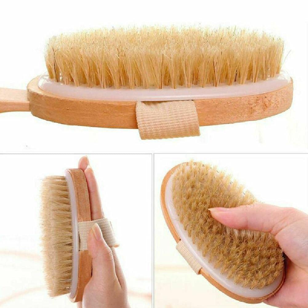 DAGIJIRD Comfortable Bristle Wooden Long-Handled Bath Shower Body Back Dry Skin Cleaning Tool Spa Scrubber Brush Beauty and Personal Care DAGIJIRD