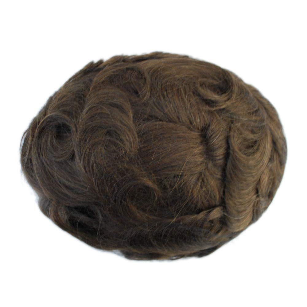 Super Thin Skin Toupee for Men Black Brown Human Hair Unit (3#-ash brown) Beauty & Personal Care Suncolor Hair