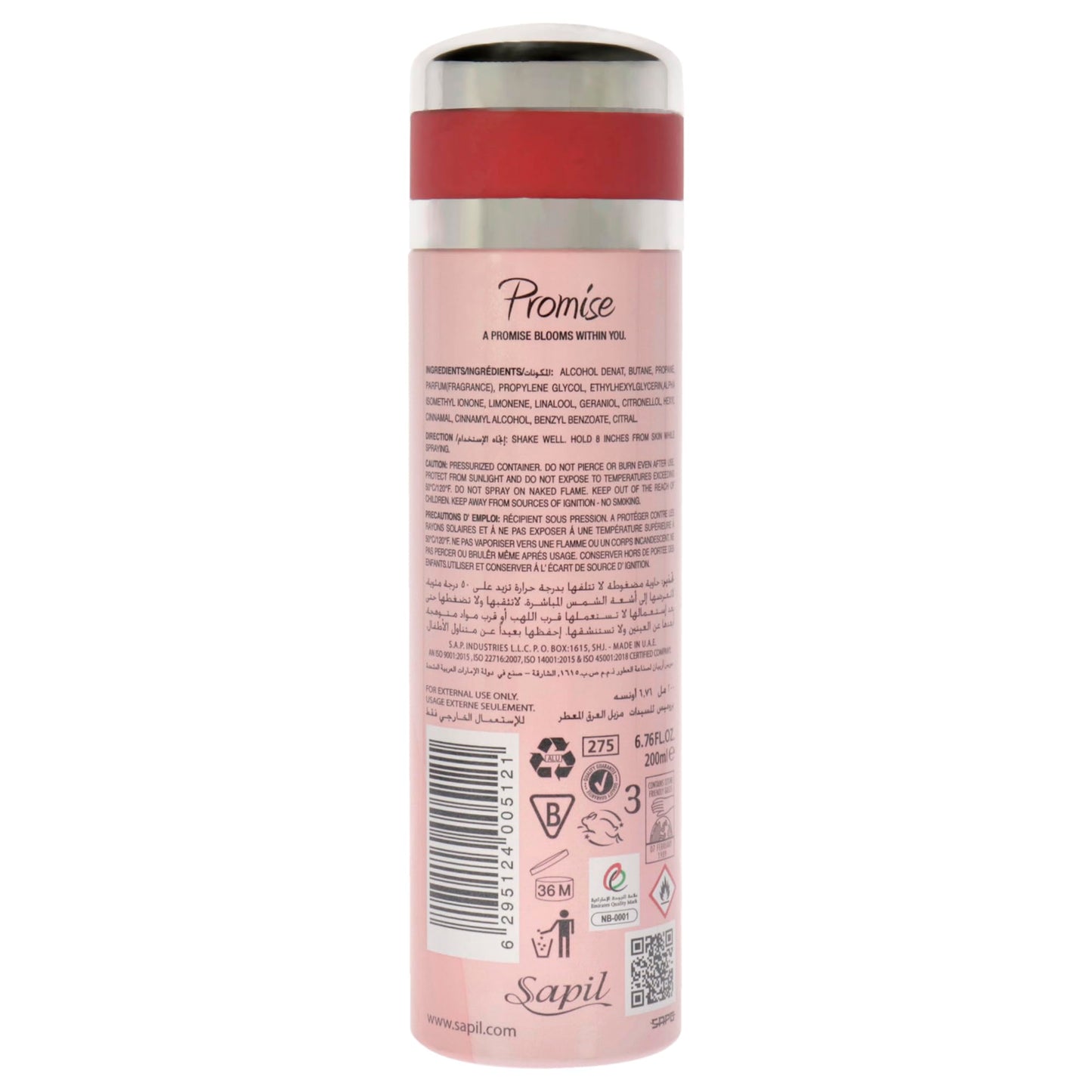 Sapil Promise - Deodorant Spray for Women - Scented Deodorant for Long-Lasting Odor Protection - Bergamont, Rose, and Vanilla Deodorant Spray - Keeps Beauty and Personal Care Sapil