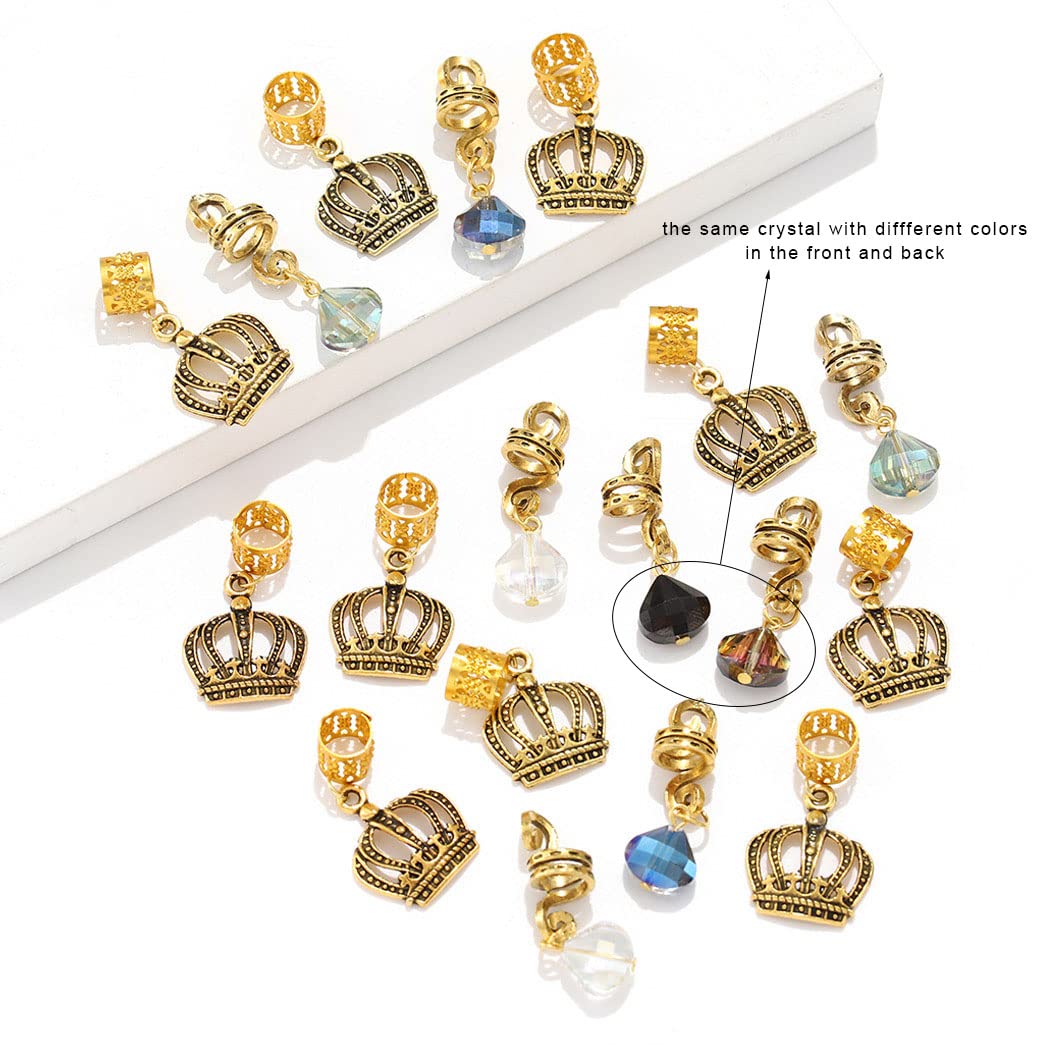 Formery Crystals Loc Jewelry for Hair Gold Crown Coiling African Dreadlock Cuff Accessories Spiral Braid Jewels for Black Women (18PCS) Beauty & Personal Care Formery