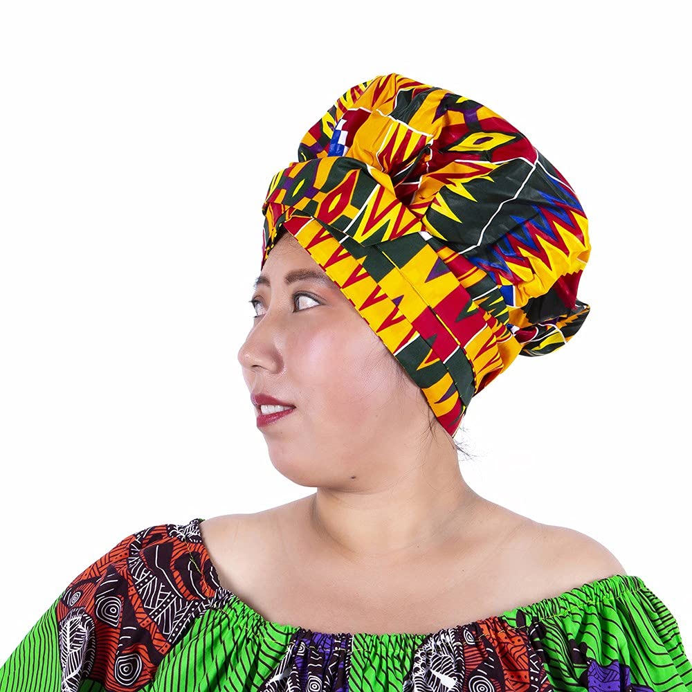 AFRICSTYLE Girl's African Print Hair Bonnet Turbans Head Headwraps Sleeping Ankara Scarf, Color_5, Large Beauty and Personal Care AFRICSTYLE