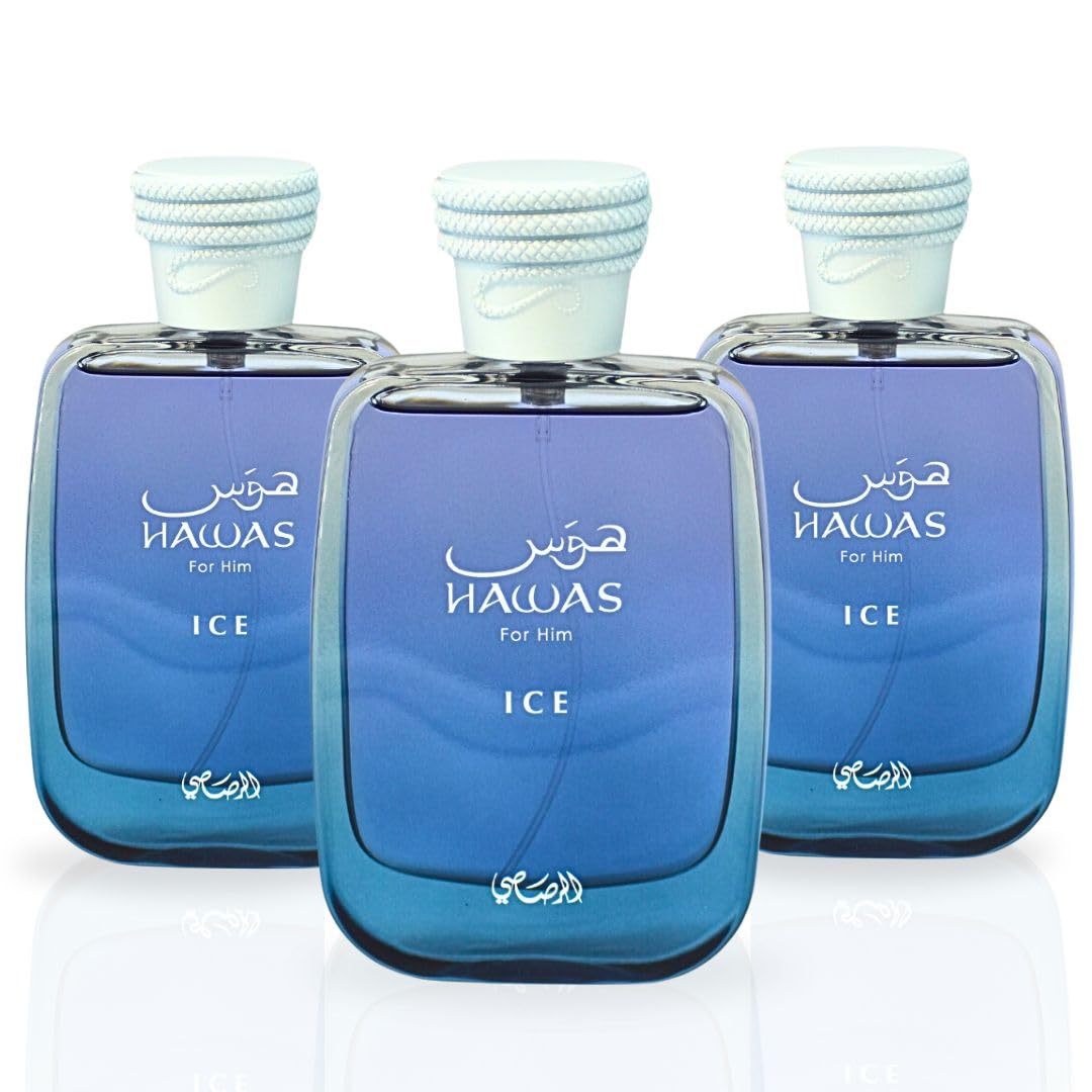 RASASI Hawas Ice EDP 100ML (3.4 OZ) | Long Lasting, Exquisite, Luxurious, Arabian Scents. (PACK OF 3) Beauty & Personal Care RASASI