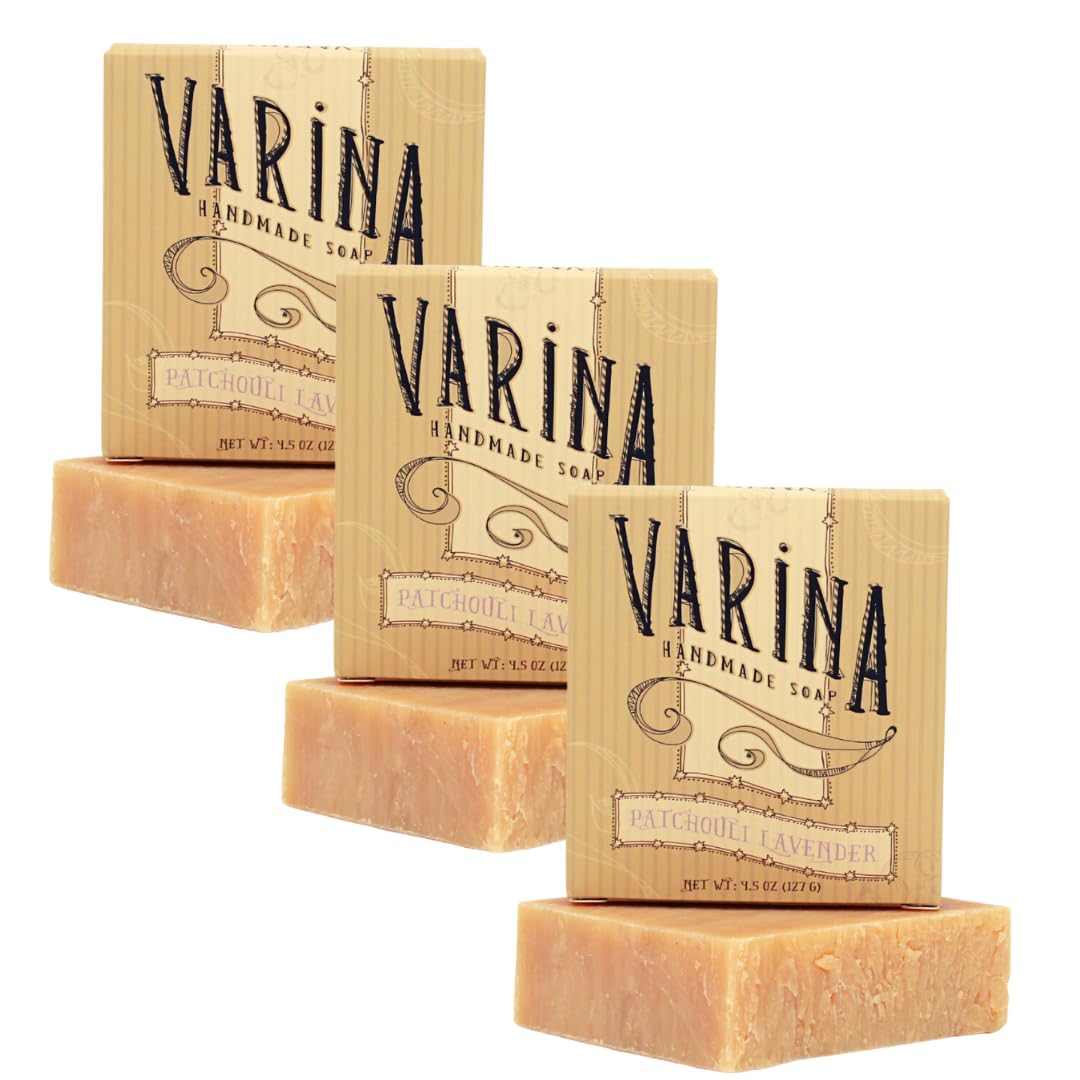 Varina Patchouli Lavender Soap - Gentle Cleansing for Sensitive Skin, Earthy Scents - 3 Pack - Goat Milk Soap Beauty & Personal Care Varina