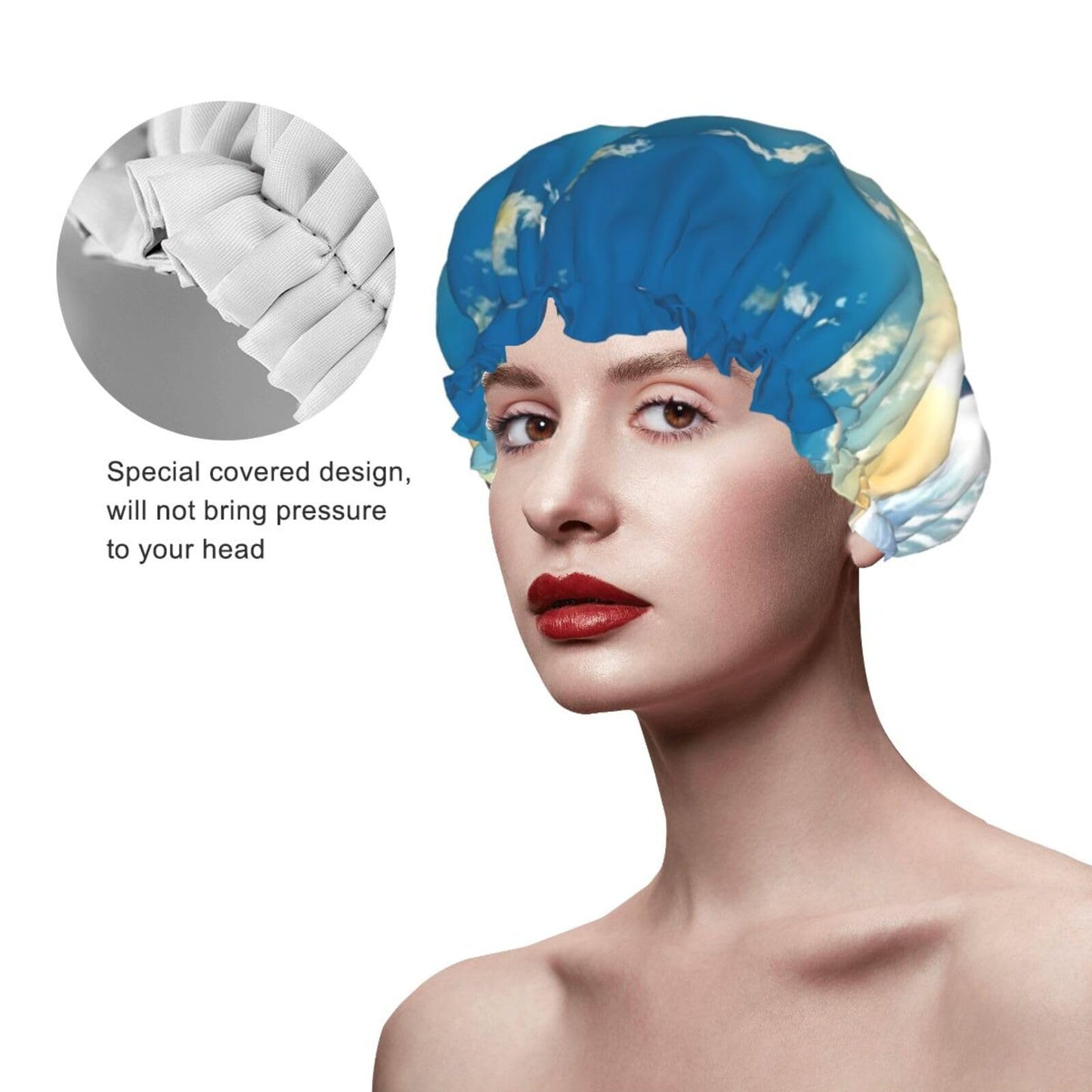 Summer Sea Cruise Shower Cap for Women Men Large Reusable Shower Bonnet Double-Layer Waterproof Bath Caps Elastic Band Hair Hat for All Hairstyles Beauty and Personal Care BWLHJKE