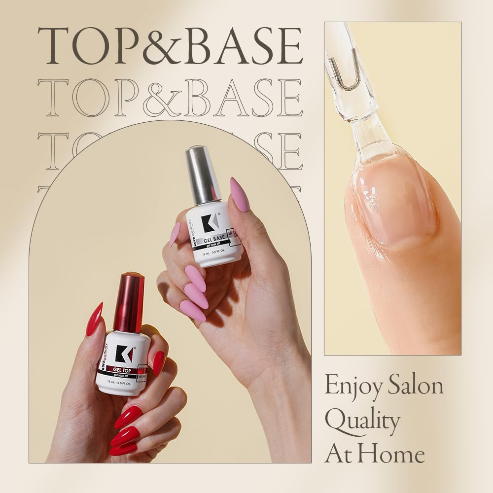 KUPA Gelfinity Base Coat & Glossy Top Coat & Matte Top Coat Trio Set, No-Wipe, Long-Lasting Soak-Off Formula, Chip-Resistant, UV/LED Gel Polish, 0.5