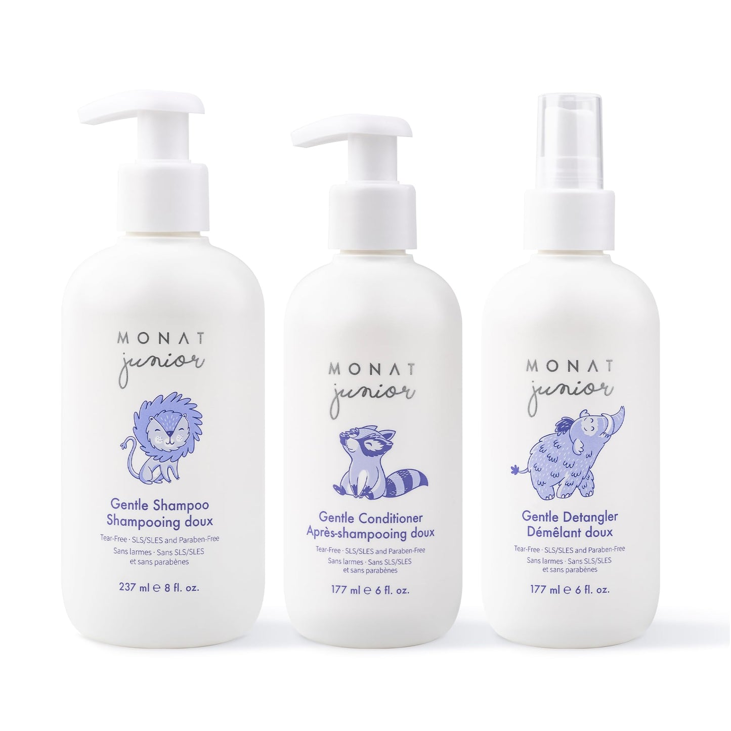MONAT Junior Gentle 3-in-1 Hair Care System - Shampoo, Conditioner, Detangler for Children (8 fl. oz./6 fl. oz.) Beauty & Personal Care MONAT