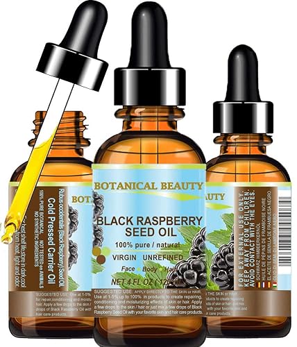 Botanical Beauty BLACK RASPBERRY SEED OI 100% Pure Natural Undiluted Virgin Unrefined Cold Pressed Carrier Oil for Face, Skin, Hair, Lip, Nails (4 Fl Beauty & Personal Care Botanical Beauty