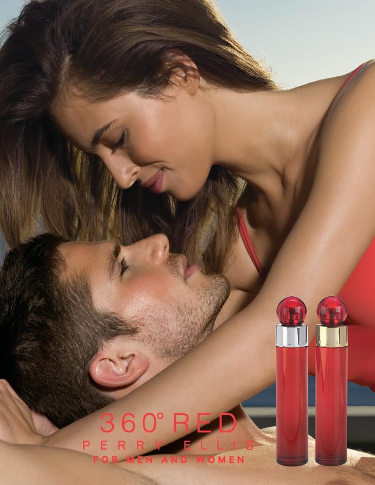 Perry Ellis 360 Red 3.4oz EDT Spray, 6oz Body Spray, 3oz Shower Gel, 7.5ml EDT Spray Men 4 Pc Gift Set Beauty & Personal Care Perry Ellis
