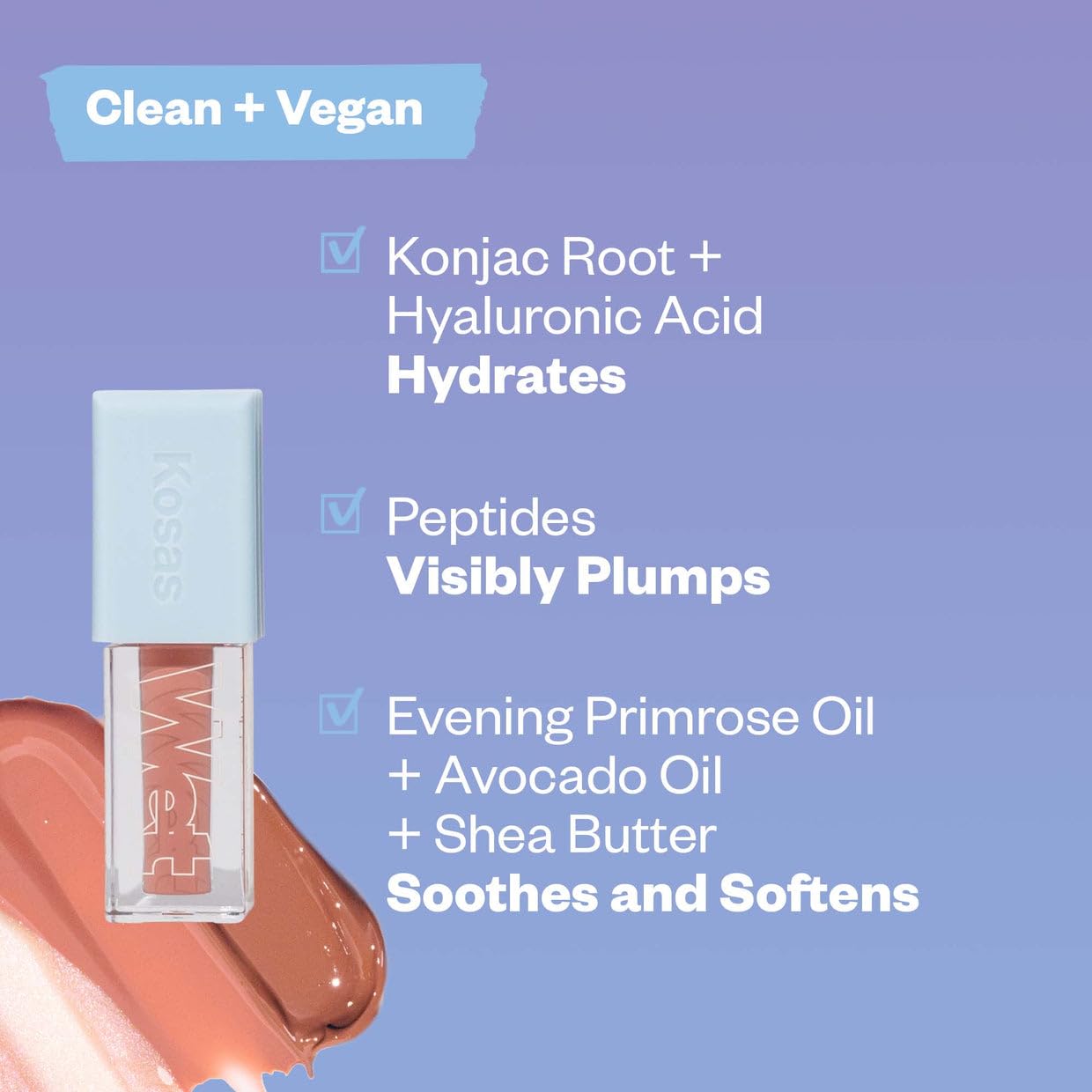 Kosas Wet Lip Oil Gloss - Hydrating Lip Plumping Treatment with Hyaluronic Acid & Peptides, (Jaws) Beauty & Personal Care Kosas