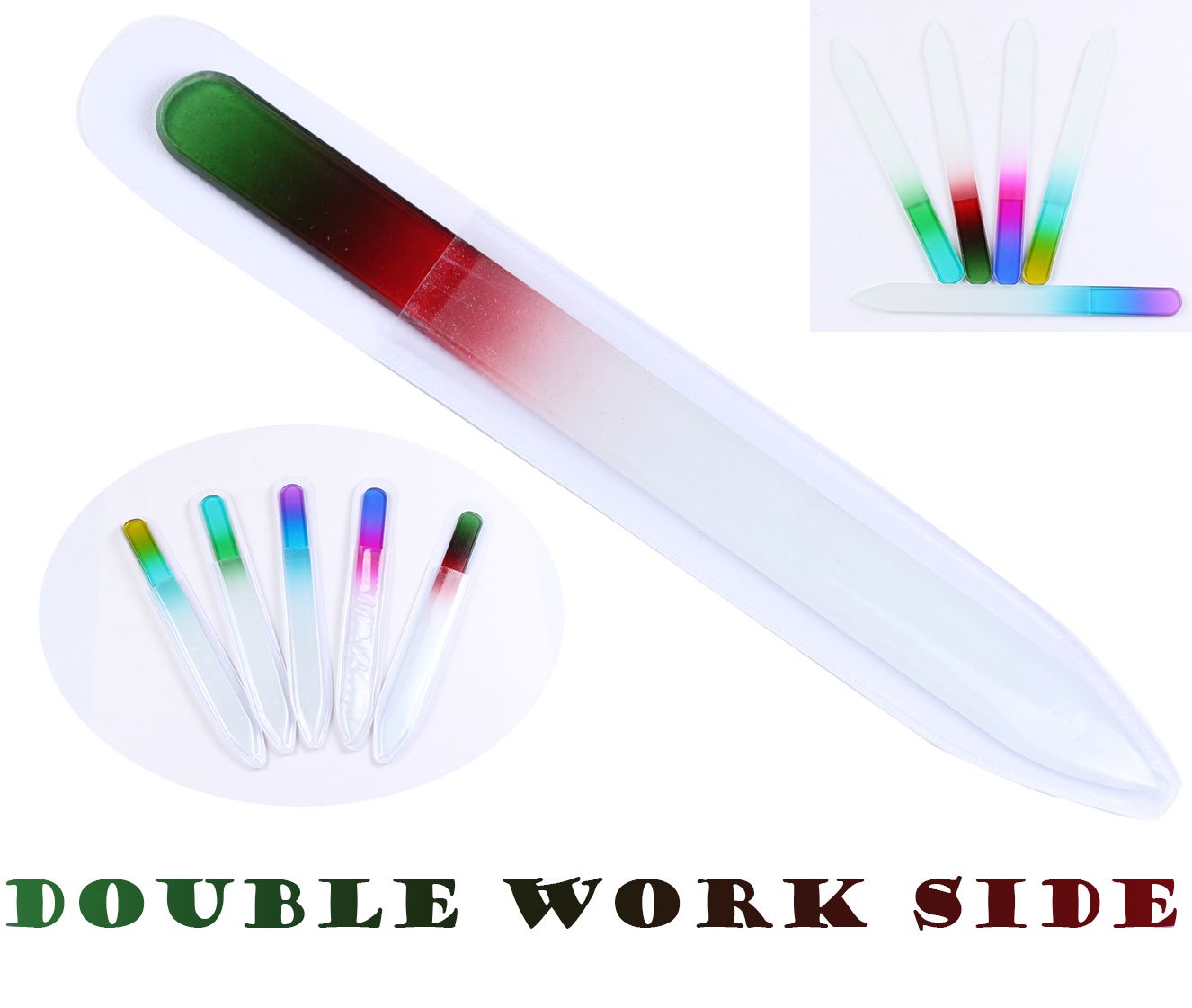Finger Angel 5Pcs Double Sided Crystal Czech Glass Nail File Mix Colors Nail Buffer Beauty & Personal Care FingerAngel