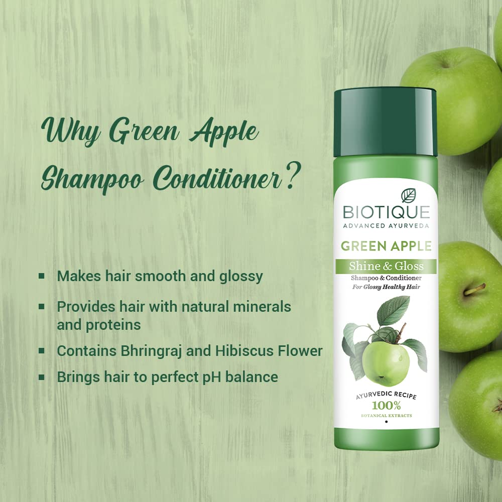 Biotique Fresh Daily Purifying Shampoo & Conditioner - Green Apple 190ml Beauty & Personal Care Biotique