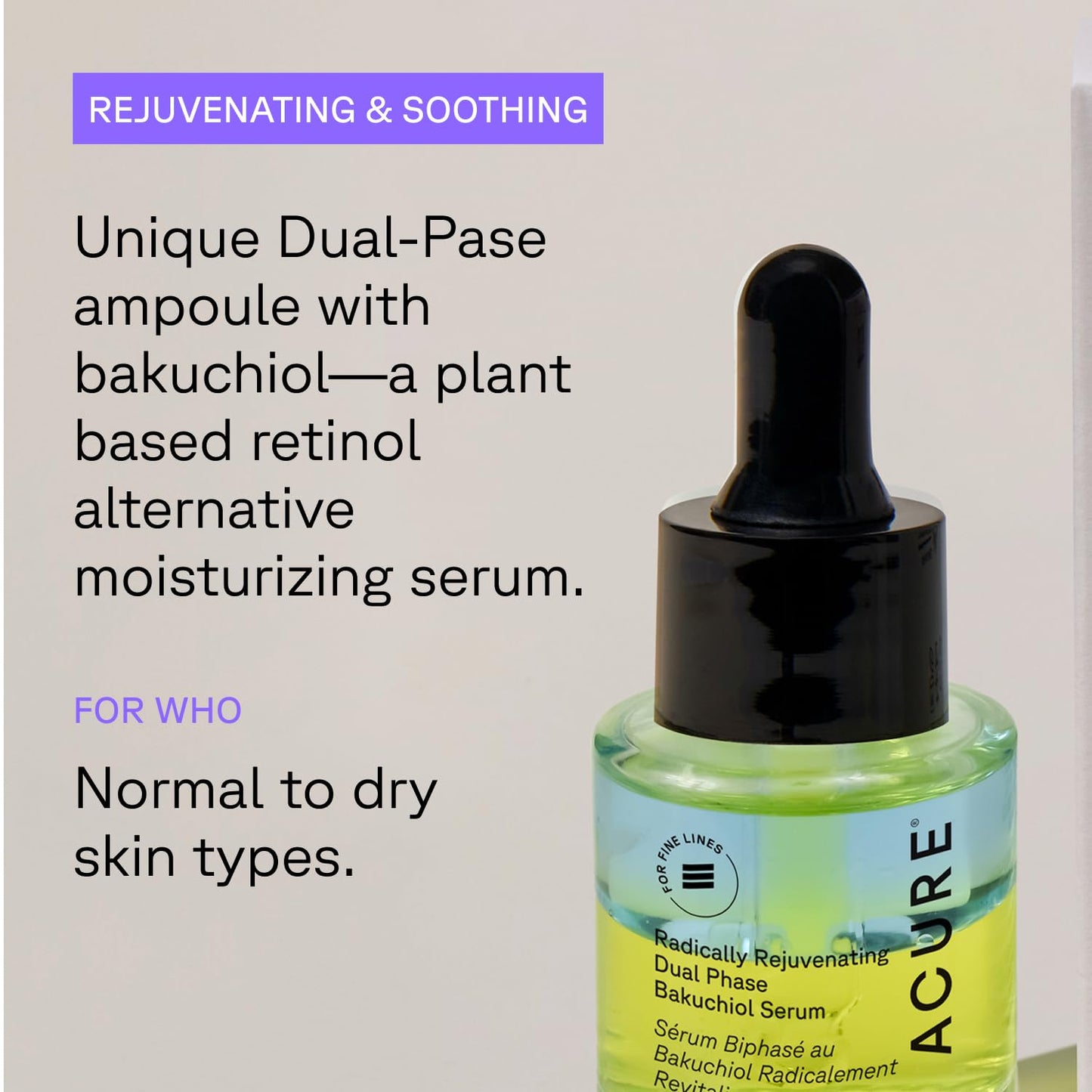 Acure Radically Rejuvenating Dual Phase Bakuchiol Serum - Bakuchiol Oil Serum for Face, Anti Aging Retinol Alternative for Wrinkles & Fine Lines, Cold Beauty & Personal Care Acure