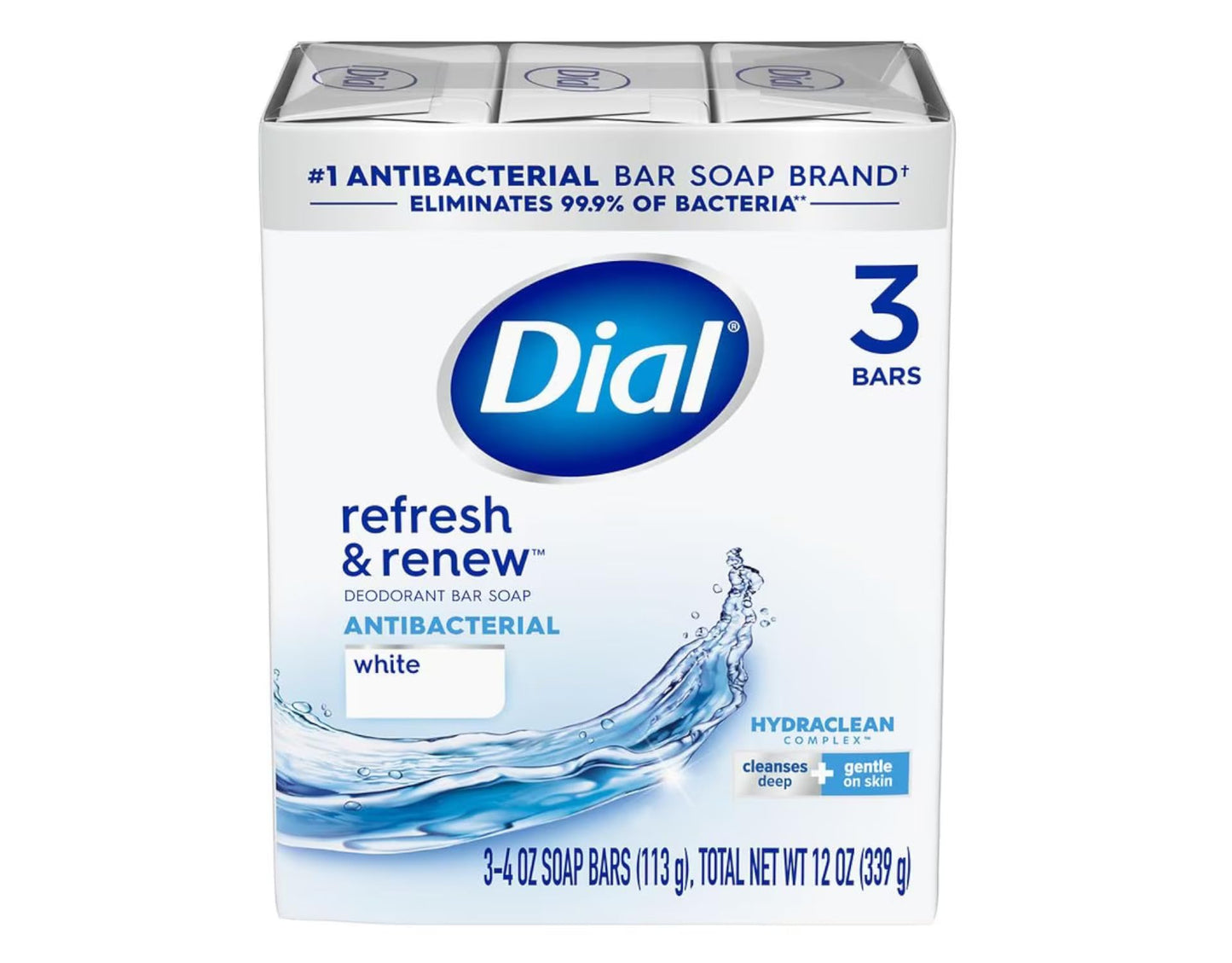 Dial Antibacterial Deodorant Bar Soap, 4 oz bars, White, 3 ea (Pack of 5) Beauty & Personal Care Dial
