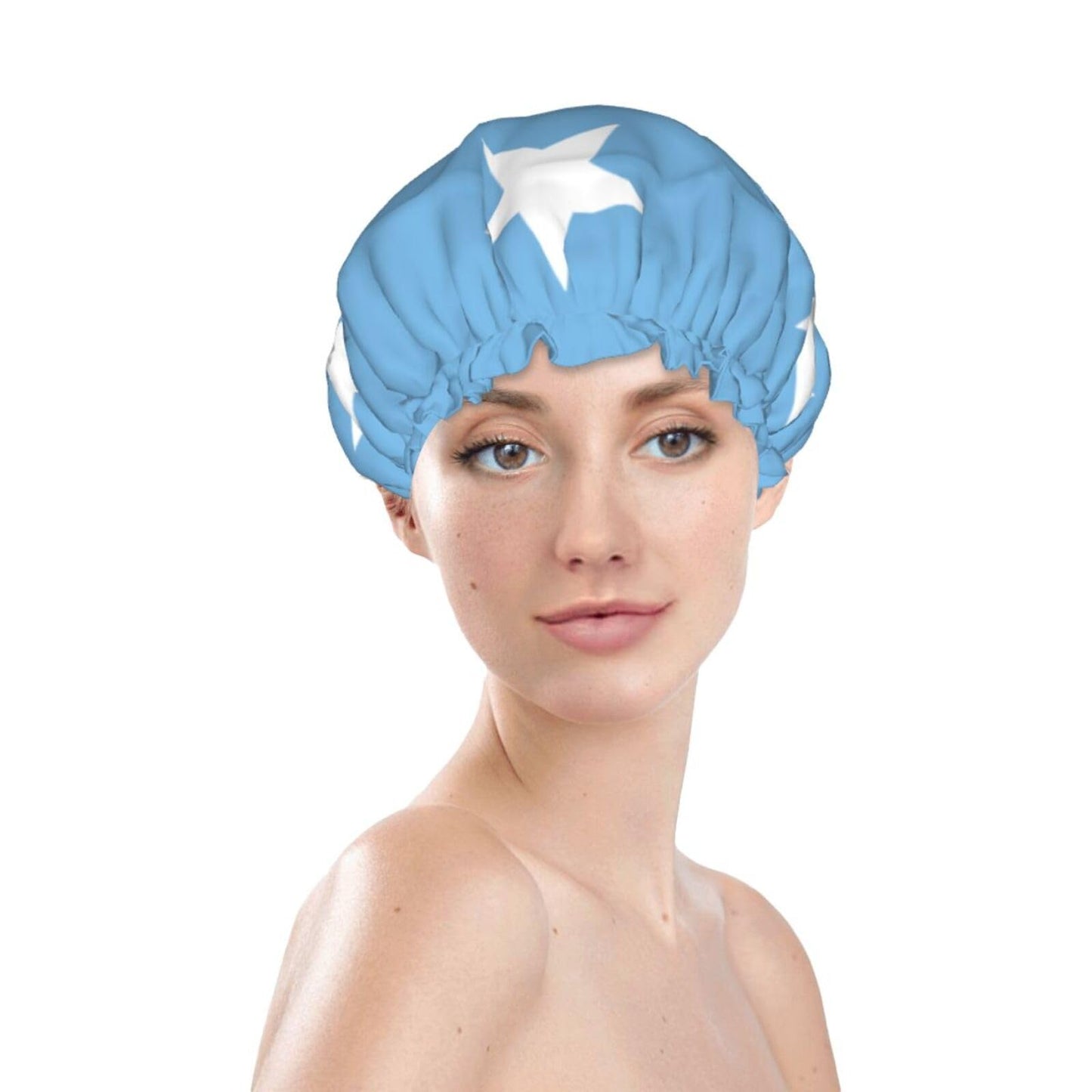 Micronesia Flag Prints Shower Cap Double Layer Lined Waterproof Bathing Shower Hat Beauty and Personal Care Hayyett