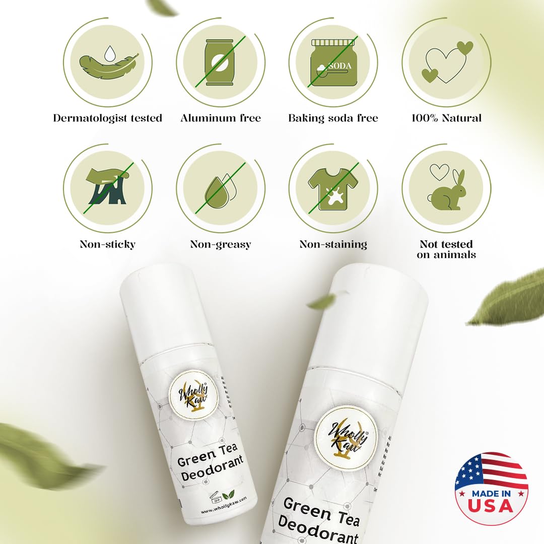 WhollyKaw Aluminum free natural deodorant. Dermatologist tested, baking soda free, oil free, non staining, non sticky. Clean and fresh scent providing Beauty and Personal Care Wholly Kaw