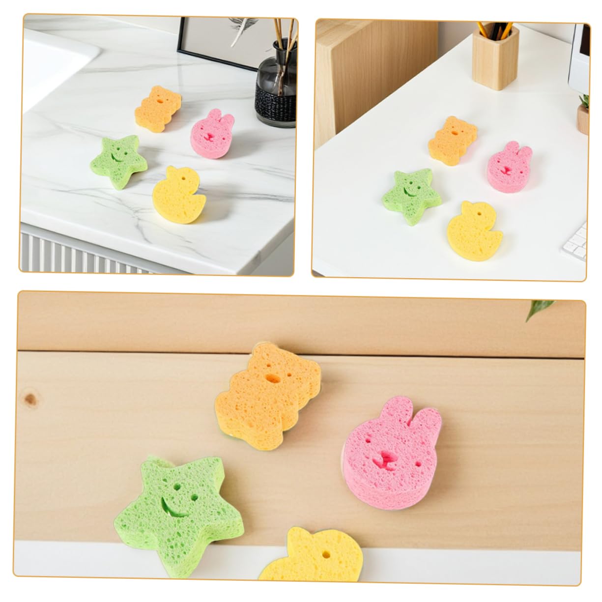 SHERCHPRY 8pcs Cartoon Animal Bath Sponge Newborns Soft Exfoliating Body Scrubber for Gentle Cleaning Bathing for Sensitive Includes Duck Bear Rabbit Beauty and Personal Care SHERCHPRY