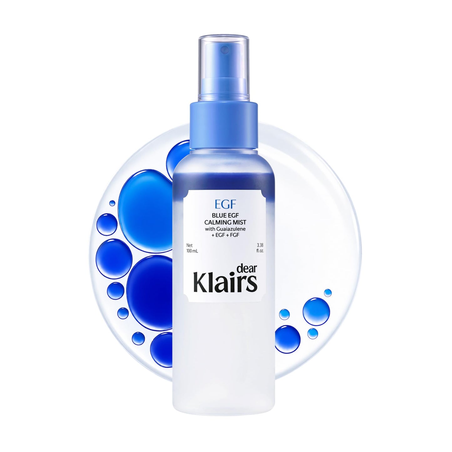 DearKlairs Blue EGF Cooling Mist, Bi-Phase Face Mist, EGF+Guaiazulene, Lightweight Non-Sticky Finish, Oily-Dehydrated & Sensitive Skin, Instant Beauty and Personal Care DearKlairs