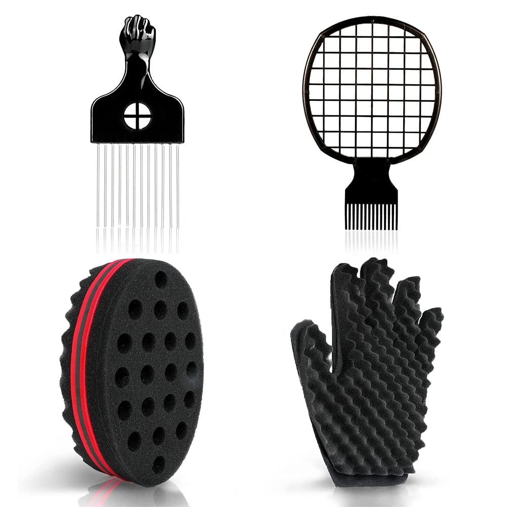 Selalu Curl Sponge Set with Glove, Metal Brush Pick and Twist Comb for Men and Women Beauty & Personal Care Selalu