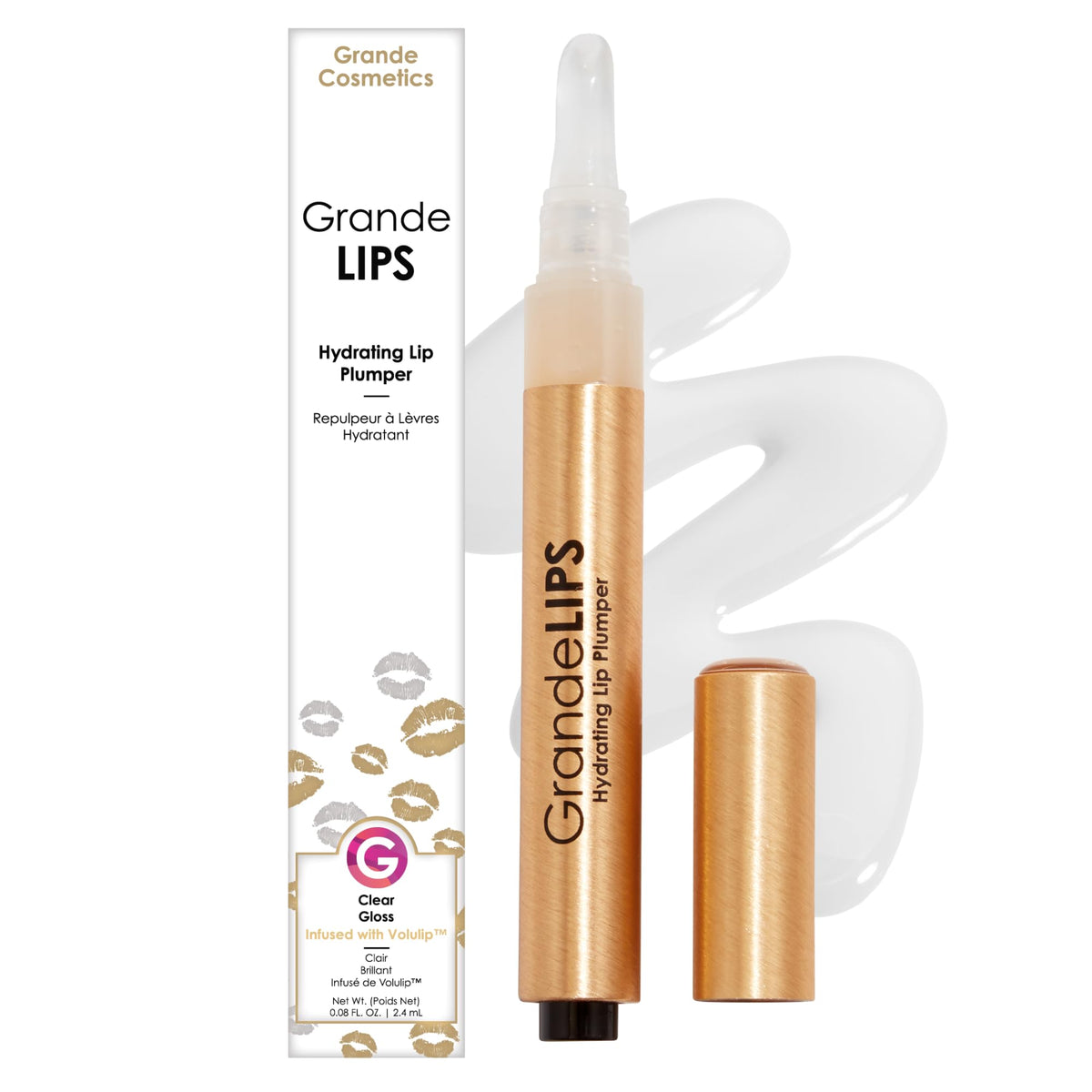 Grande Cosmetics GrandeLIPS Hydrating Lip Plumper Gloss - for Fuller-Looking, Hydrated Lips - Clear (0.084 oz) Beauty & Personal Care Grande Cosmetics