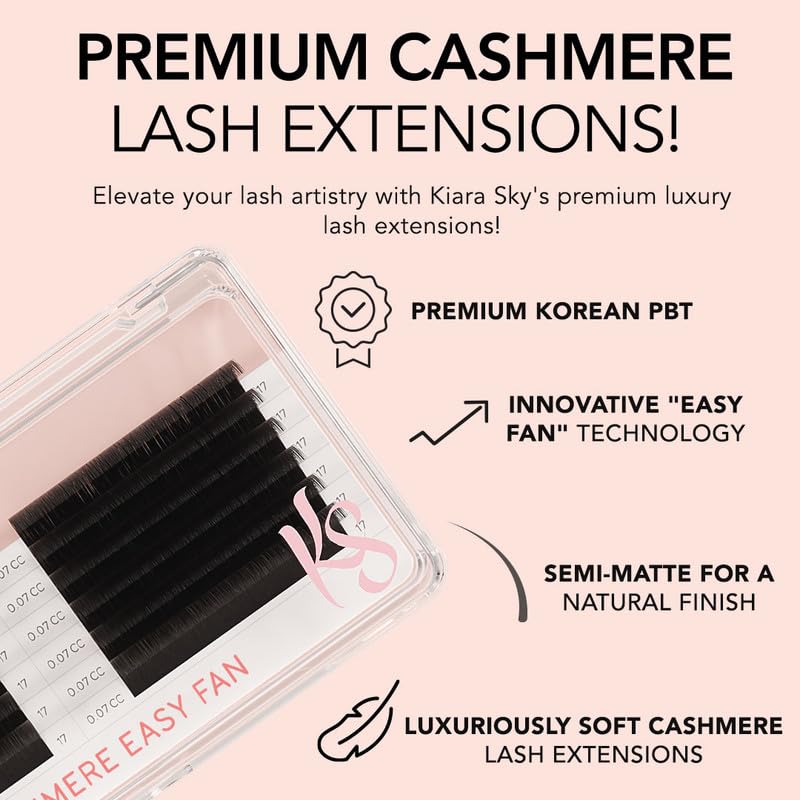 KIARA SKY LASH Premium Cashmere Easy Fan Lash Extensions | Soft Semi-matte natural finish | Fans like Butter | For Professional Eyelash Extensions Use