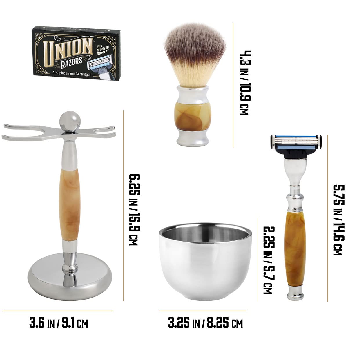 Union Razors SG3 5-Piece Razor Gift Set - Tiger Eye Beauty and Personal Care Union Razors