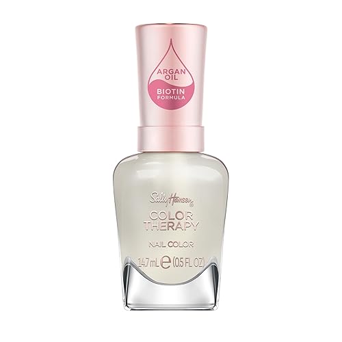 Sally Hansen Color Therapy Nail Polish | Biotin, Argan Oil, Long Lasting, Healthy Nails, Nail Strengthener, Sheer | 111 Fluer-t | Light Ivory Beauty & Personal Care Sally Hansen